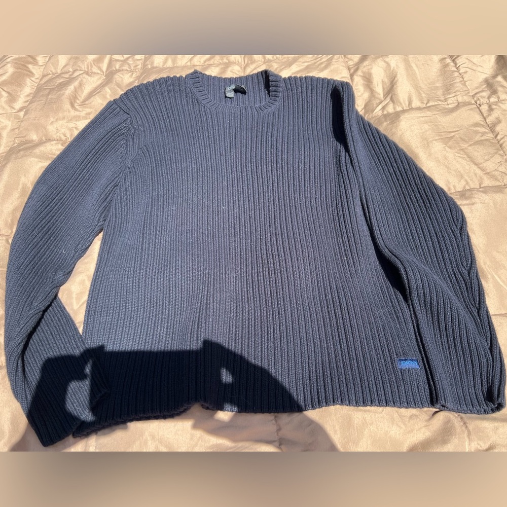 DKNY Navy Blue Cotton Sweater Mens